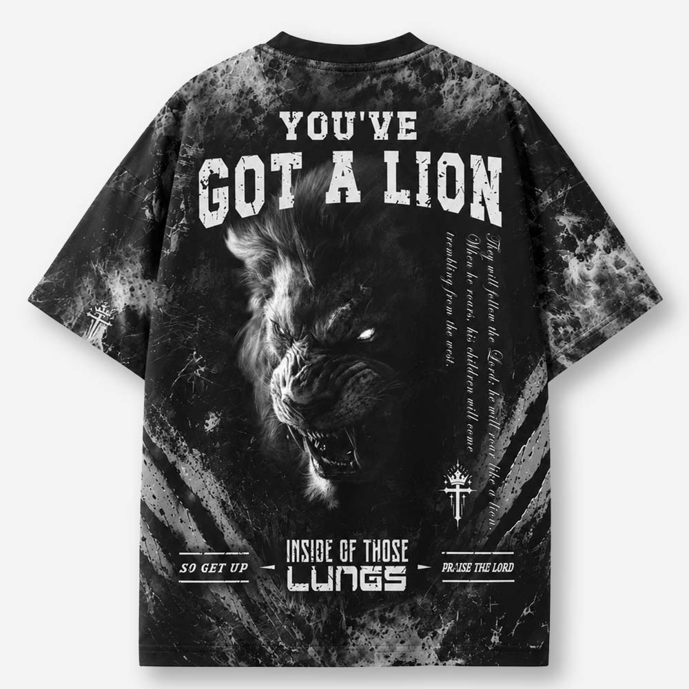 You Have Got A Lion Eco Oversized Graphic Tees · GRS Certified