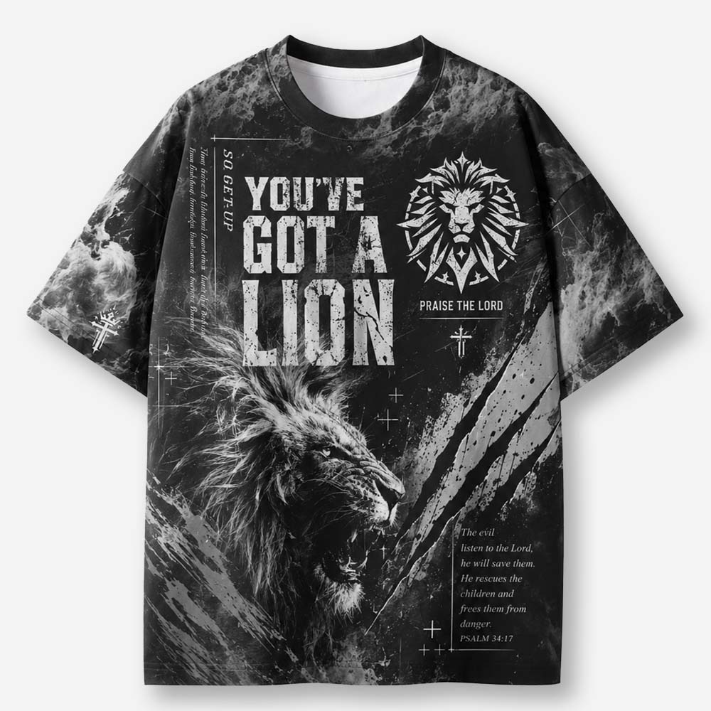 You Have Got A Lion Eco Oversized Graphic Tees · GRS Certified