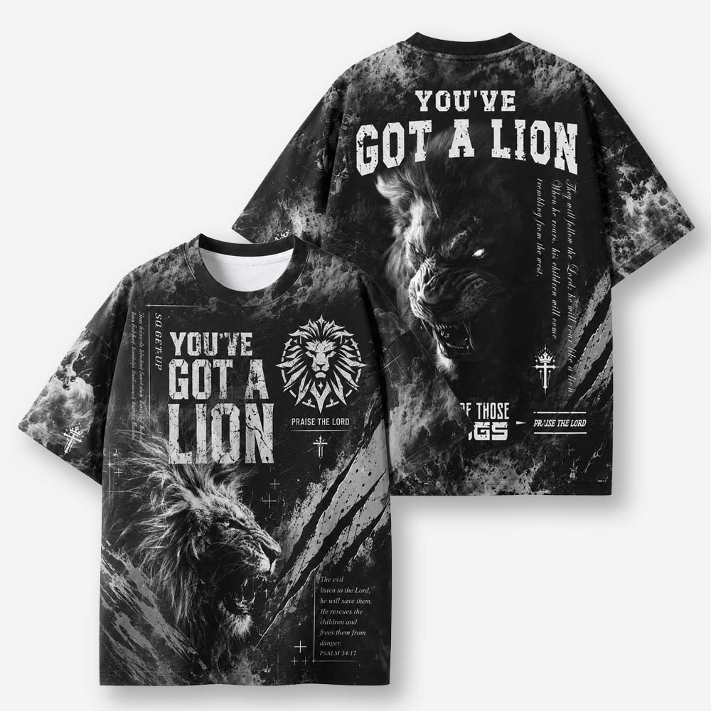 You Have Got A Lion Eco Oversized Graphic Tees · GRS Certified