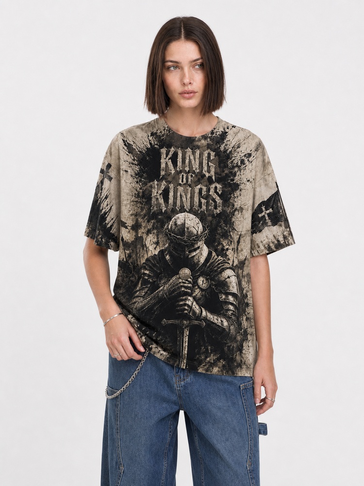 Crowned Lion Eco Oversized Graphic Tees · GRS Certified