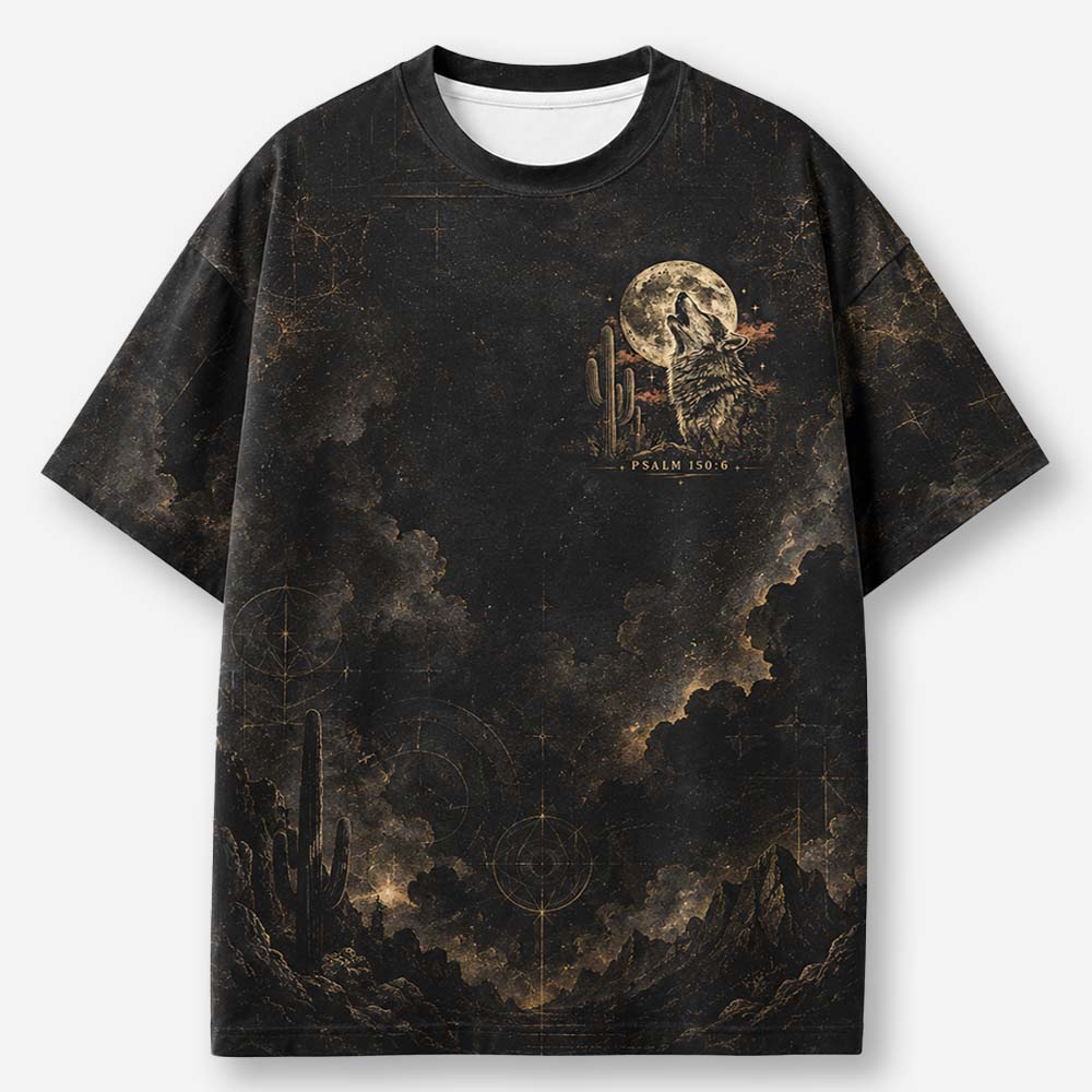 Desert Wolf Eco Oversized Graphic Tees · GRS Certified