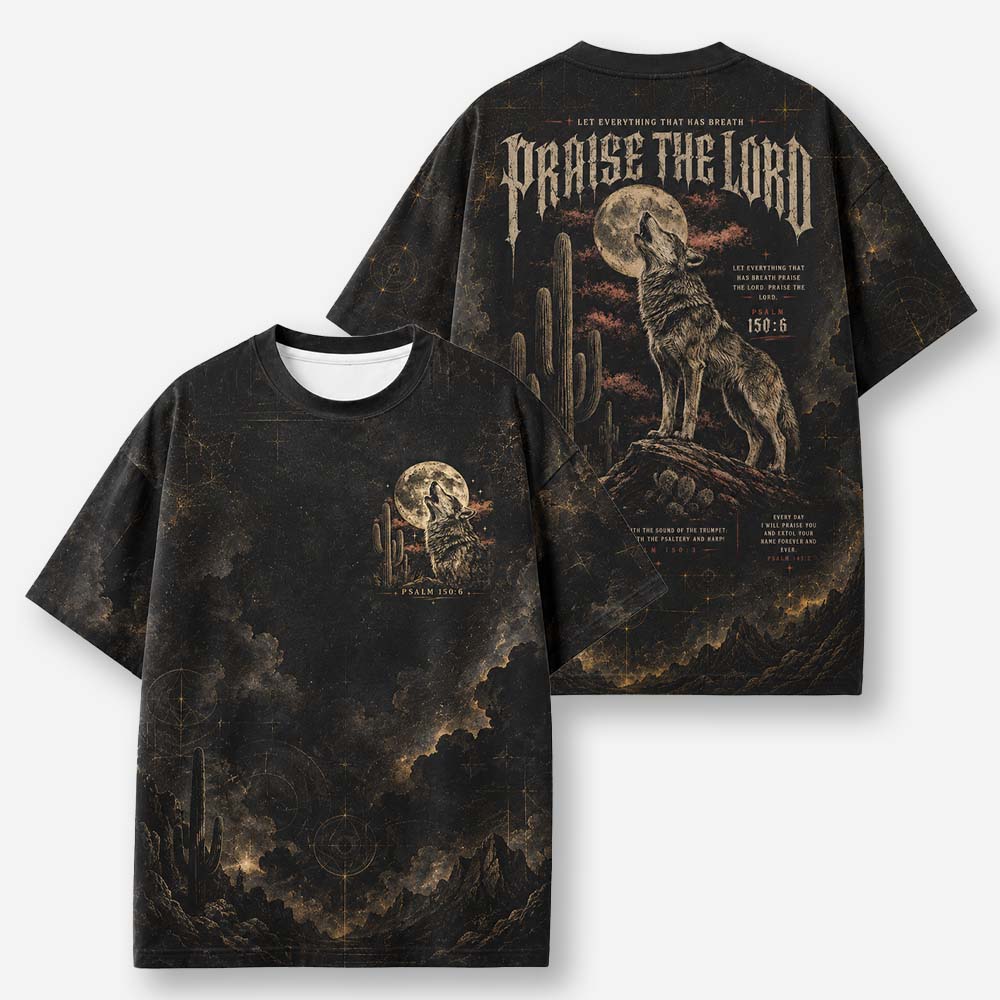 Desert Wolf Eco Oversized Graphic Tees · GRS Certified
