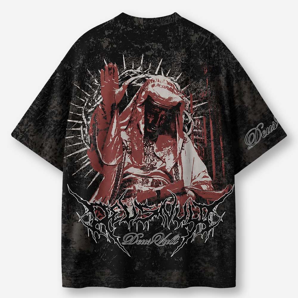 Crimson Veil Eco Oversized Graphic Tees · GRS Certified