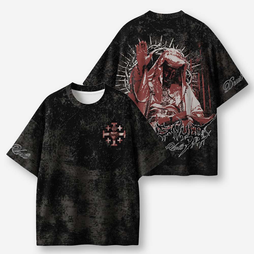 Crimson Veil Eco Oversized Graphic Tees · GRS Certified