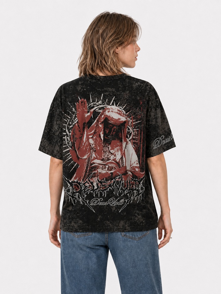 Crimson Veil Eco Oversized Graphic Tees · GRS Certified