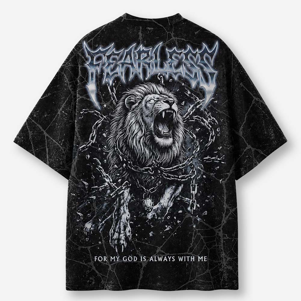 Fearless Lion Eco Oversized Graphic Tees · GRS Certified