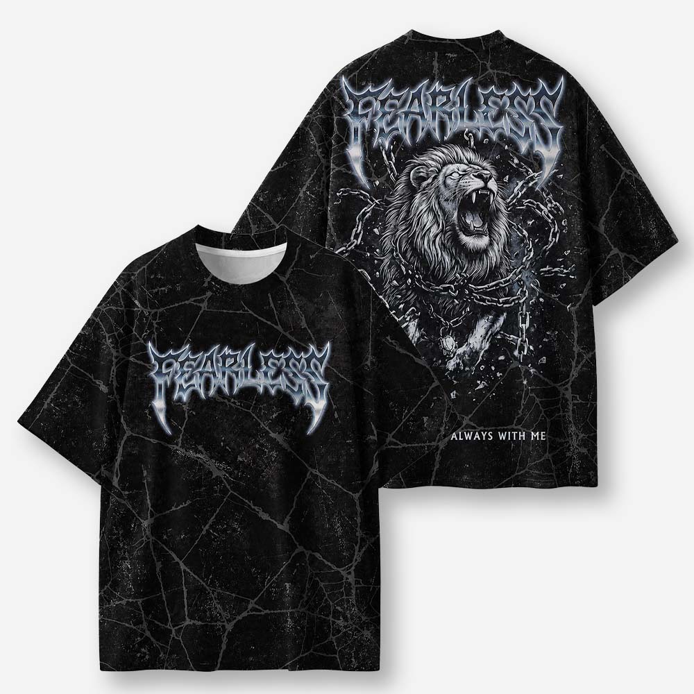 Fearless Lion Eco Oversized Graphic Tees · GRS Certified