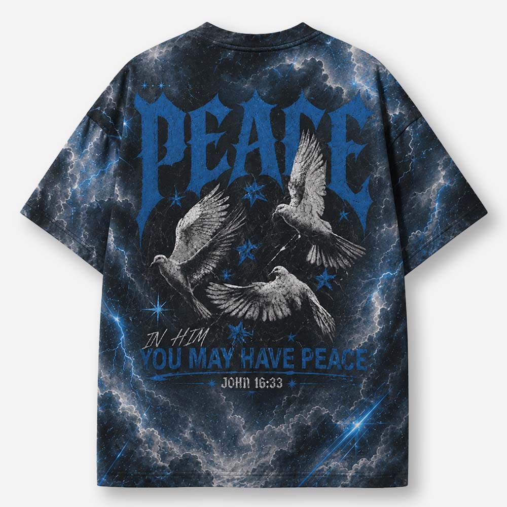 Blue Peace Dove Eco Oversized Graphic Tees · GRS Certified