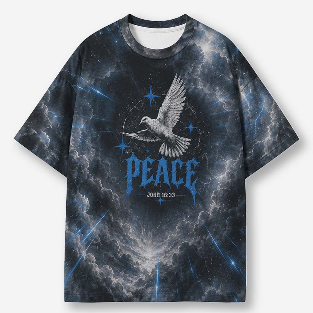 Blue Peace Dove Eco Oversized Graphic Tees · GRS Certified