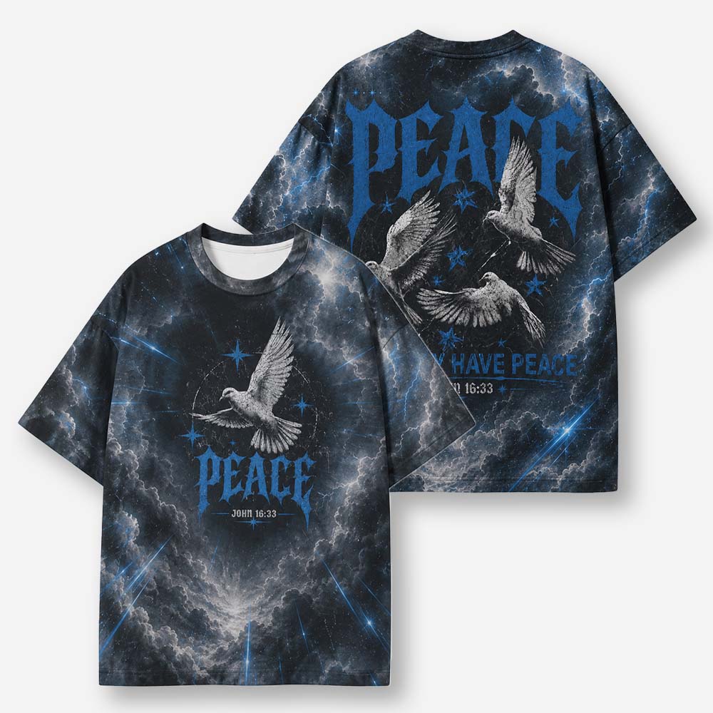 Blue Peace Dove Eco Oversized Graphic Tees · GRS Certified