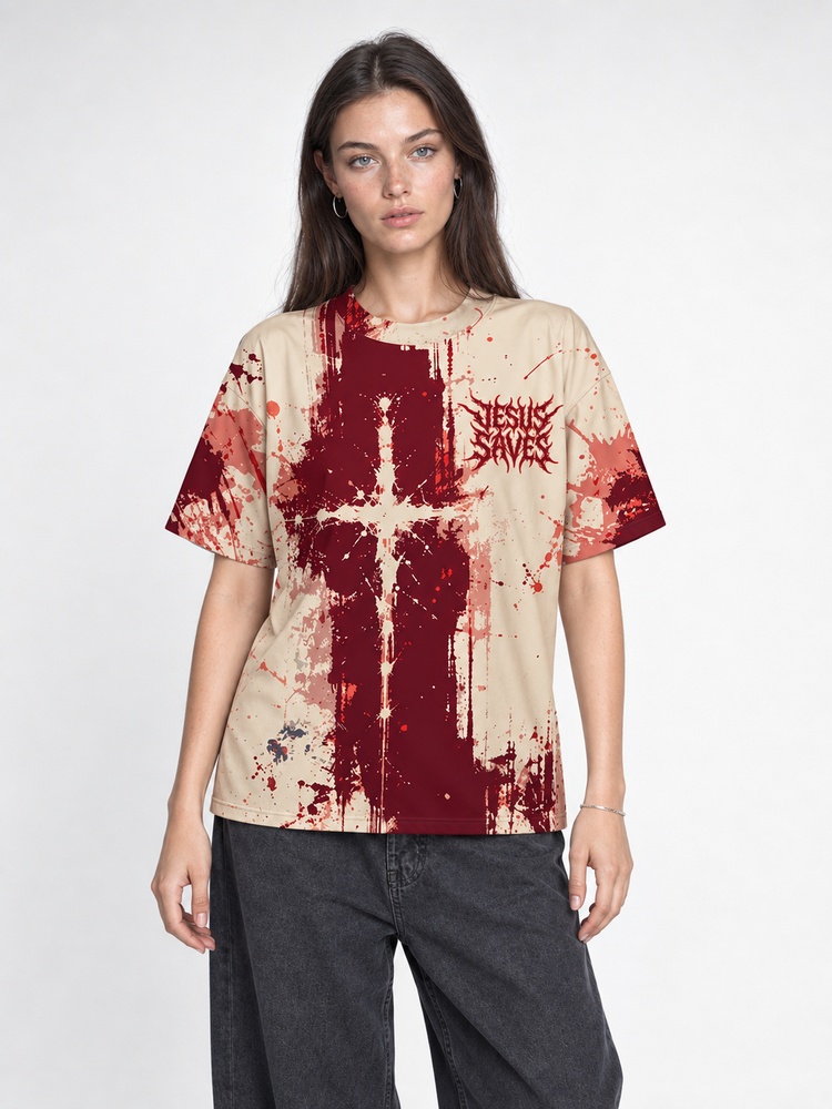 Blood Cross Eco Oversized Graphic Tees · GRS Certified