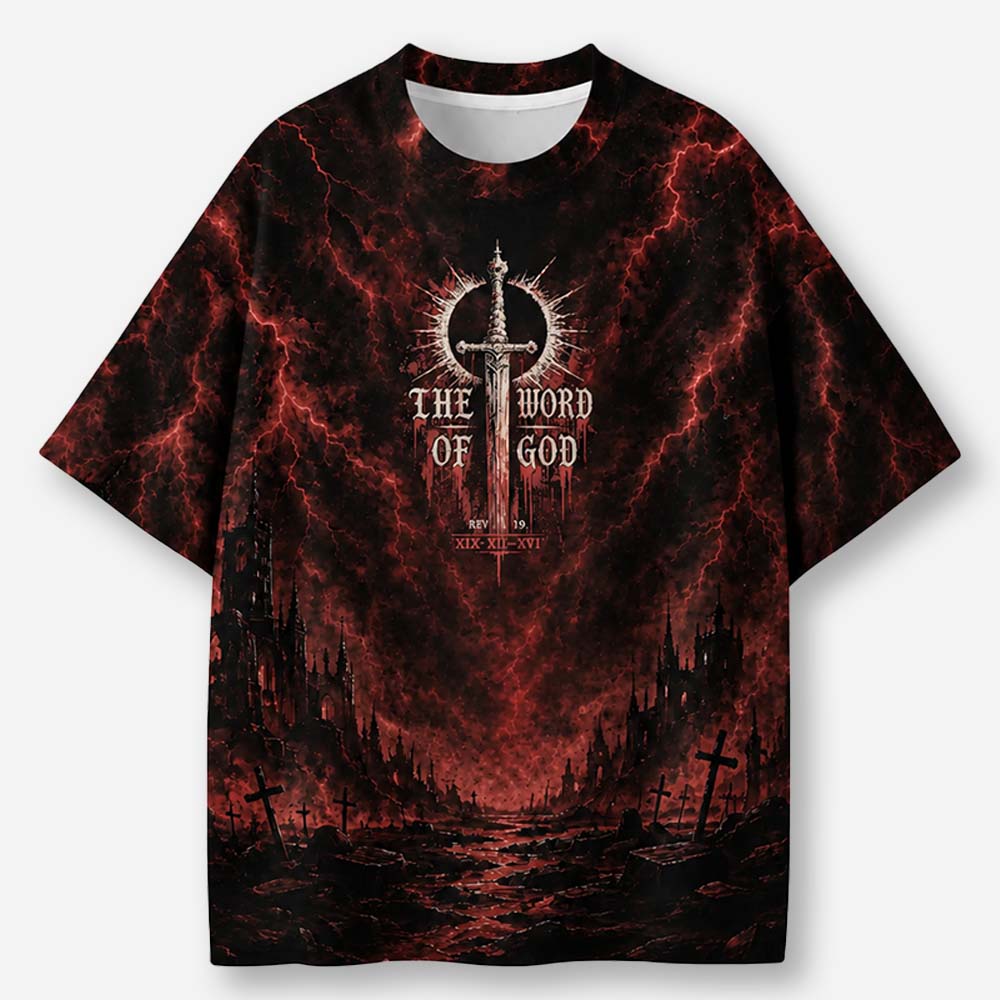 Crimson Judgment Eco Oversized Graphic Tees · GRS Certified