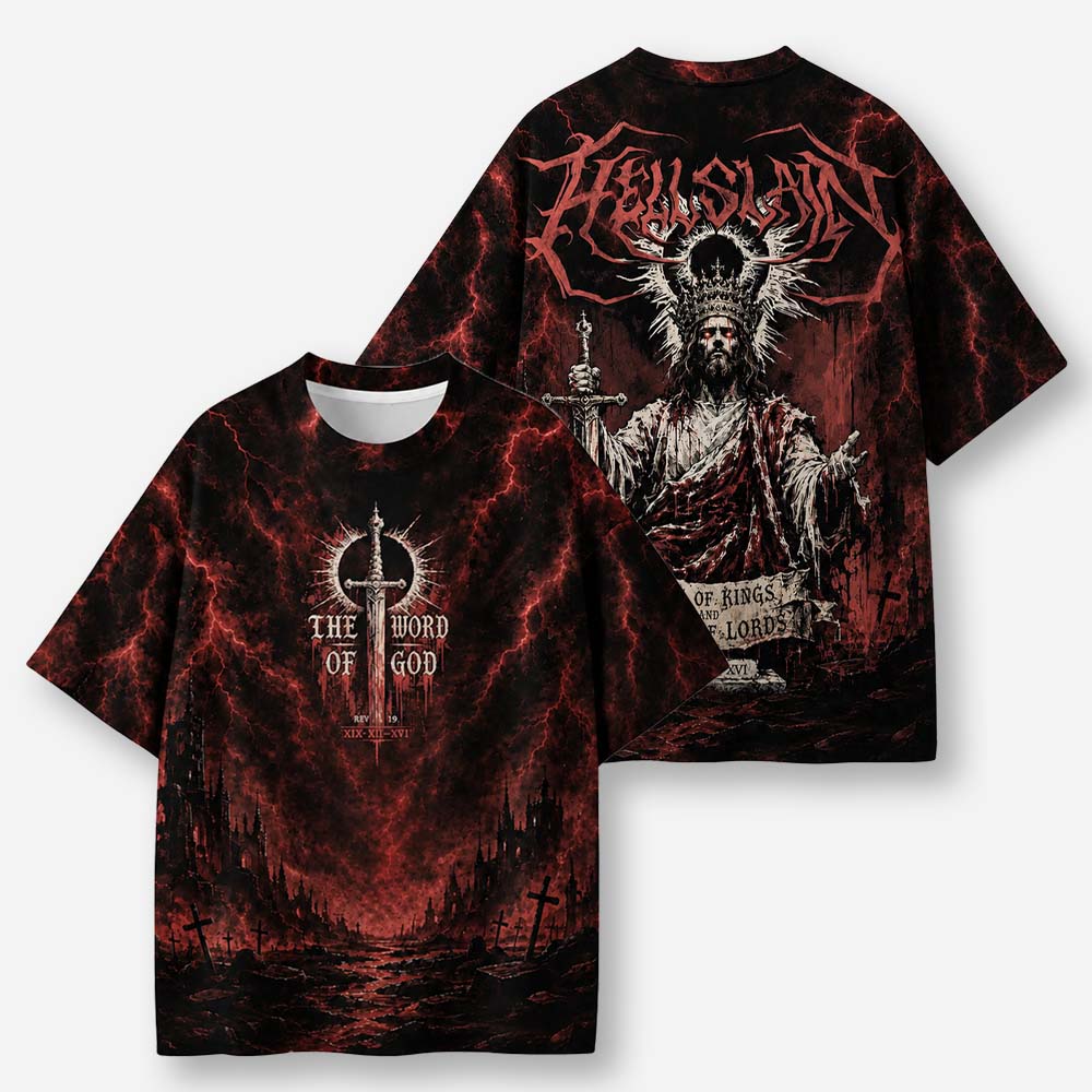 Crimson Judgment Eco Oversized Graphic Tees · GRS Certified