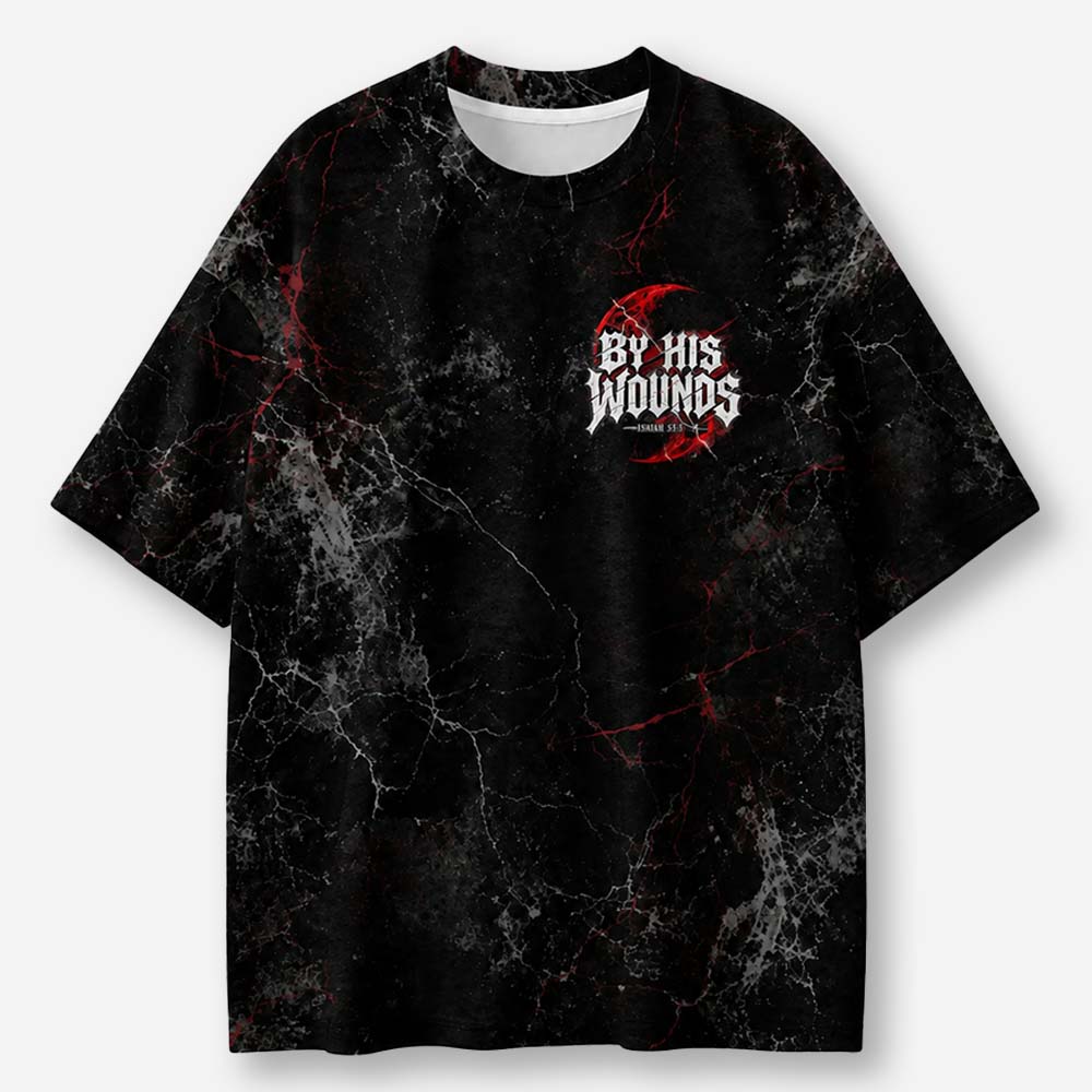 Crimson Wounds Eco Oversized Graphic Tees · GRS Certified