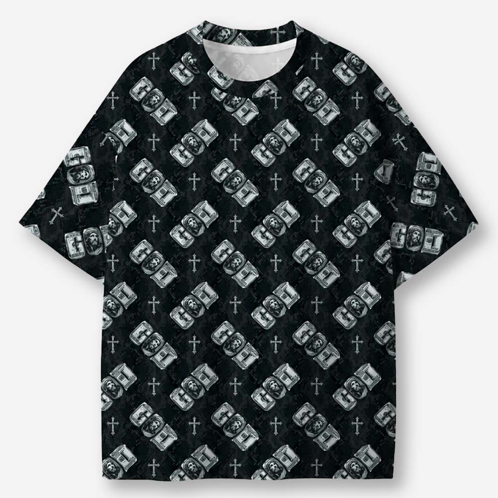 Shadow Pattern Eco Oversized Graphic Tees · GRS Certified
