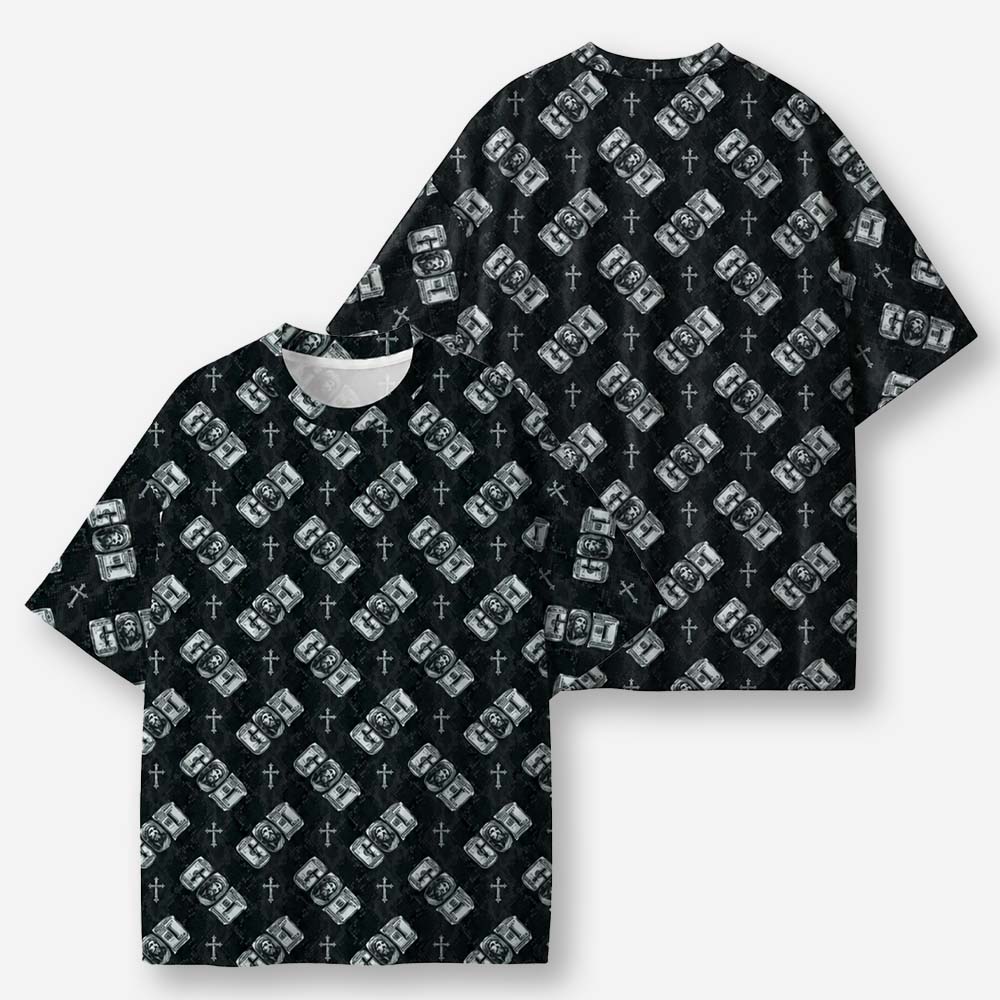 Shadow Pattern Eco Oversized Graphic Tees · GRS Certified