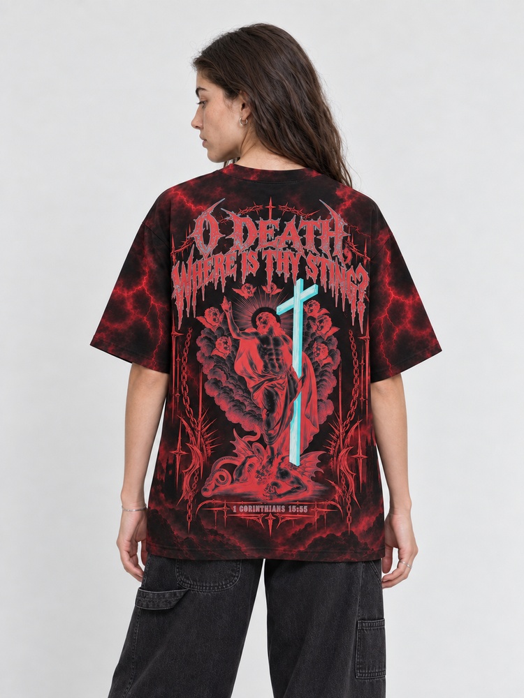 Crimson Reaper Eco Oversized Graphic Tees · GRS Certified