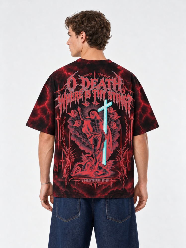 Crimson Reaper Eco Oversized Graphic Tees · GRS Certified