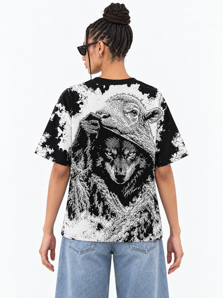 Hidden Wolf Eco Oversized Graphic Tees · GRS Certified