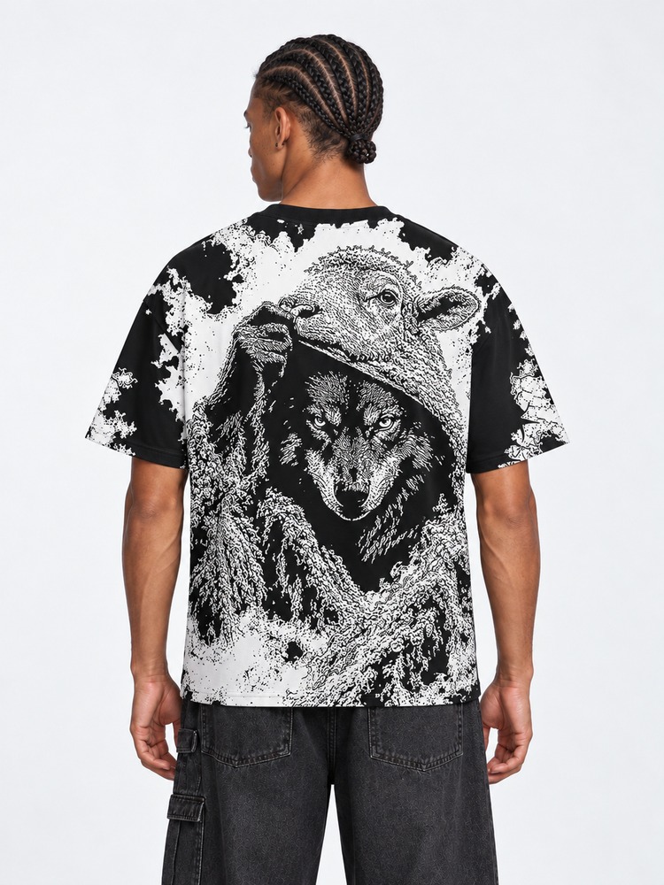 Hidden Wolf Eco Oversized Graphic Tees · GRS Certified