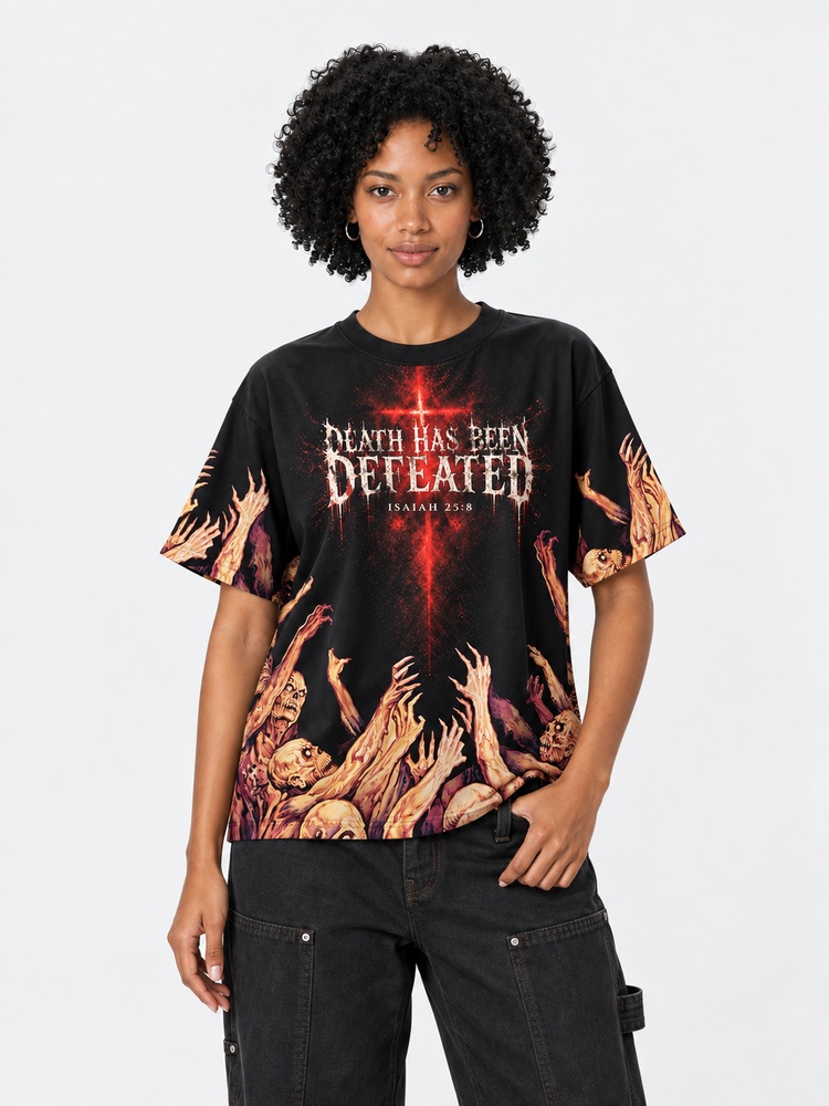 Crimson Inferno Eco Oversized Graphic Tees · GRS Certified