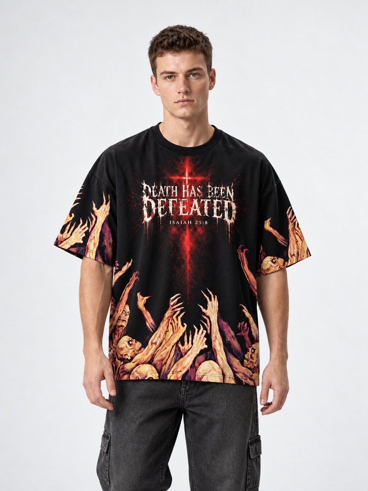 Crimson Inferno Eco Oversized Graphic Tees · GRS Certified