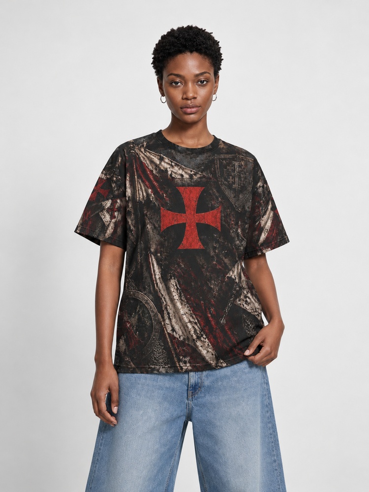 Crimson Battalion Eco Oversized Graphic Tees · GRS Certified