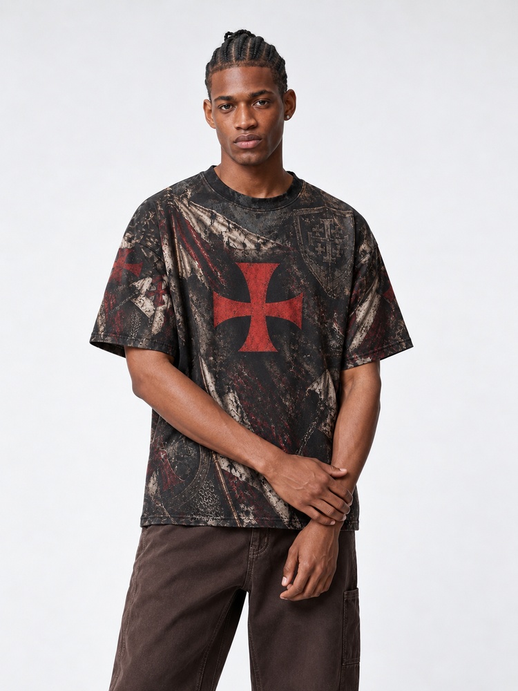Crimson Battalion Eco Oversized Graphic Tees · GRS Certified