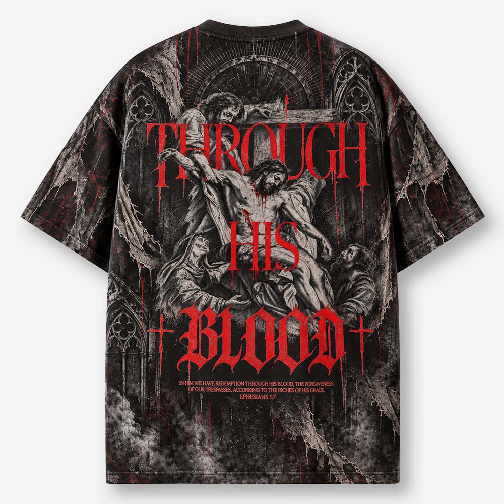 Crimson Descent Eco Oversized Graphic Tees · GRS Certified