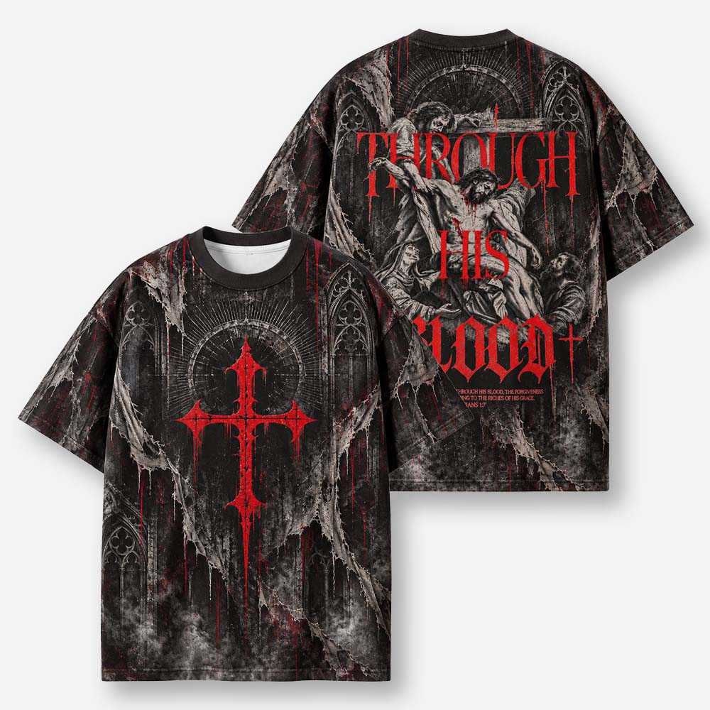 Crimson Descent Eco Oversized Graphic Tees · GRS Certified