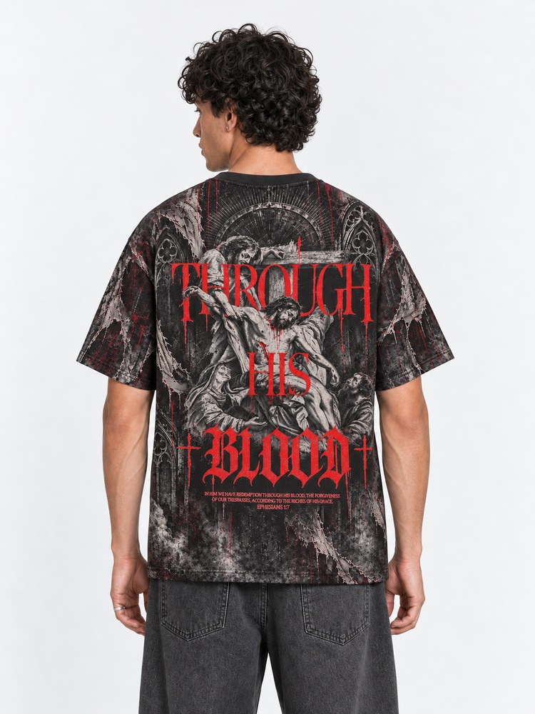 Crimson Descent Eco Oversized Graphic Tees · GRS Certified