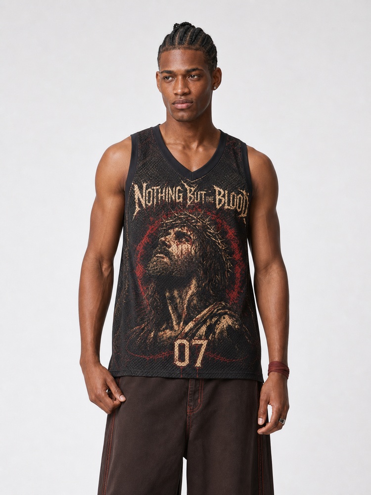 Thorn Blood Graphic Mesh Jersey Tank Top