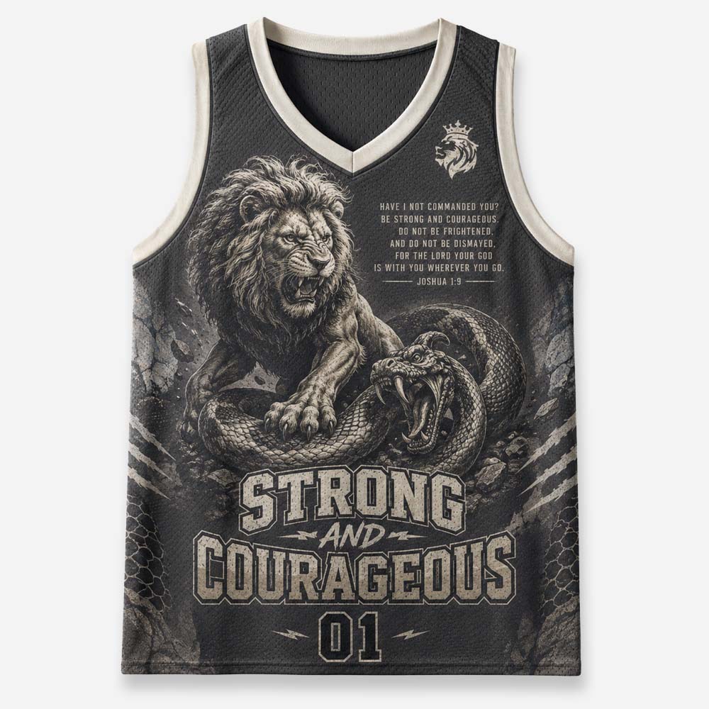 Strong and Courageous Graphic Mesh Jersey Tank Top