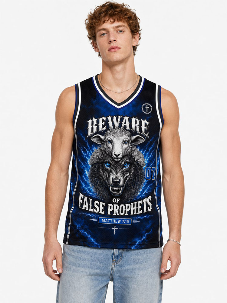 Wolf and Sheep Graphic Mesh Jersey Tank Top