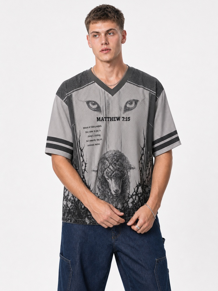 Wolf and Sheep Graphic Mesh Jersey