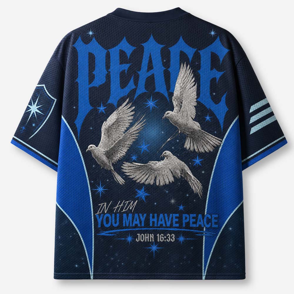 Blue Peace Dove Graphic Mesh Jersey