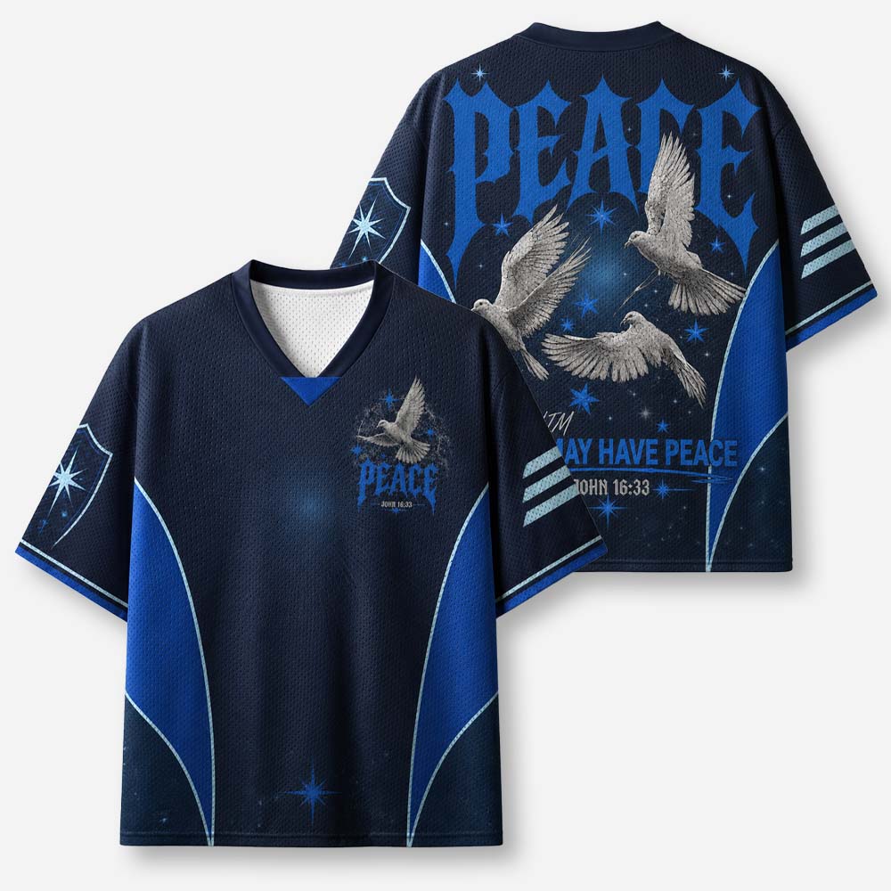 Blue Peace Dove Graphic Mesh Jersey