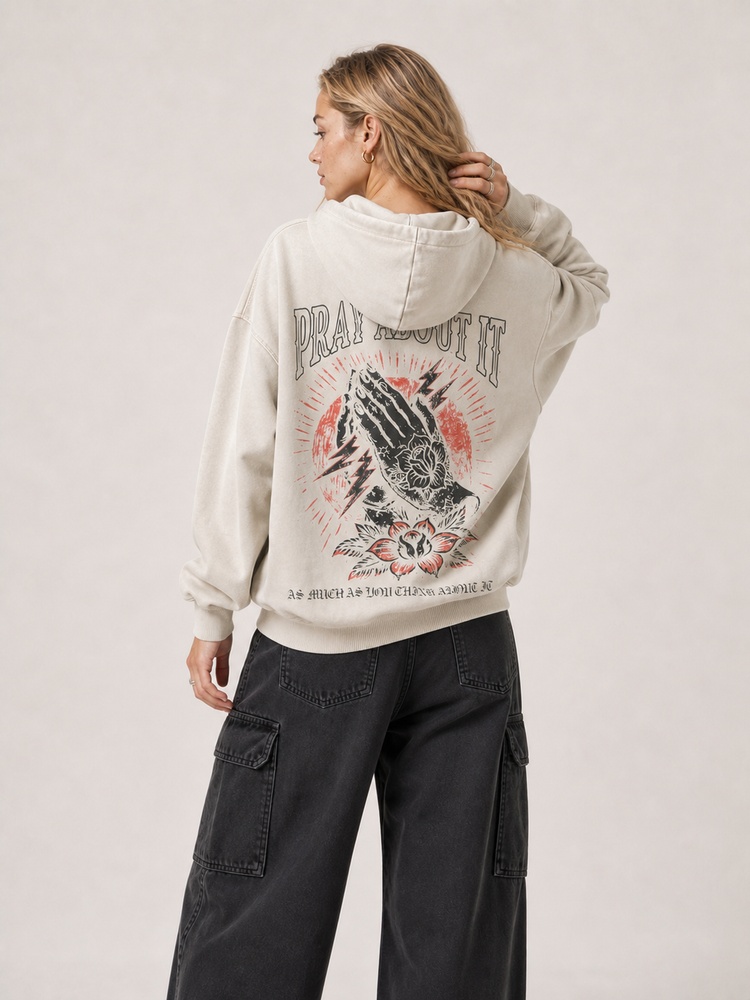 Rose Hands Vintage Washed Hoodie