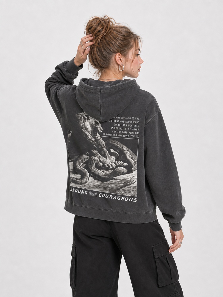 Strong and Courageous Vintage Washed Hoodie