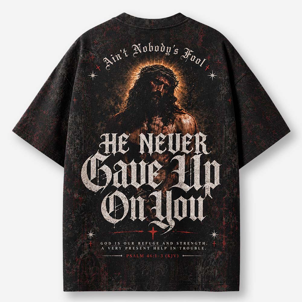 Never Gave Up Eco Oversized Graphic Tees · GRS Certified