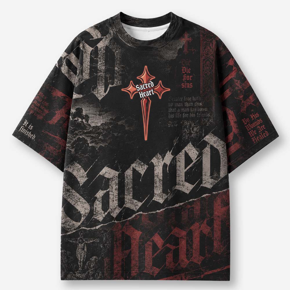 Flame Heart Eco Oversized Graphic Tees · GRS Certified