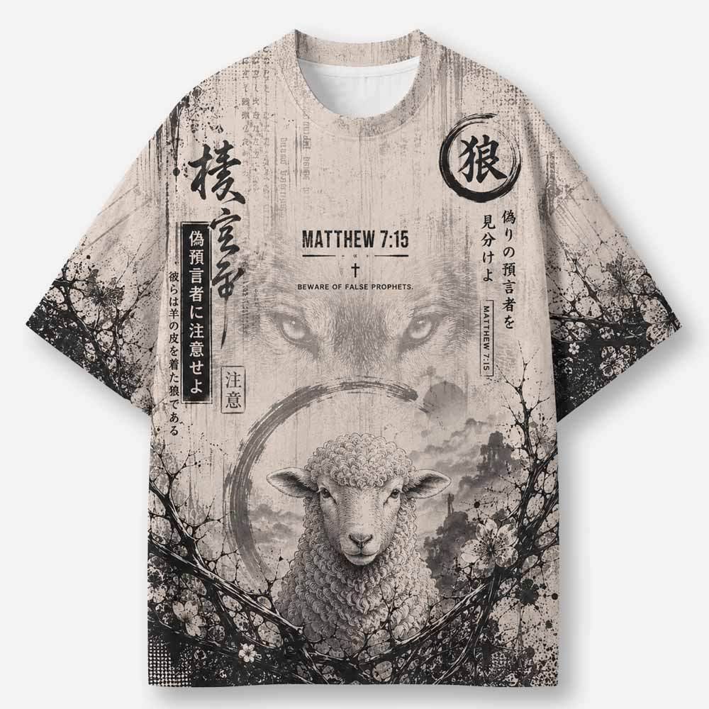 Wolf and Sheep Eco Oversized Graphic Tees · GRS Certified