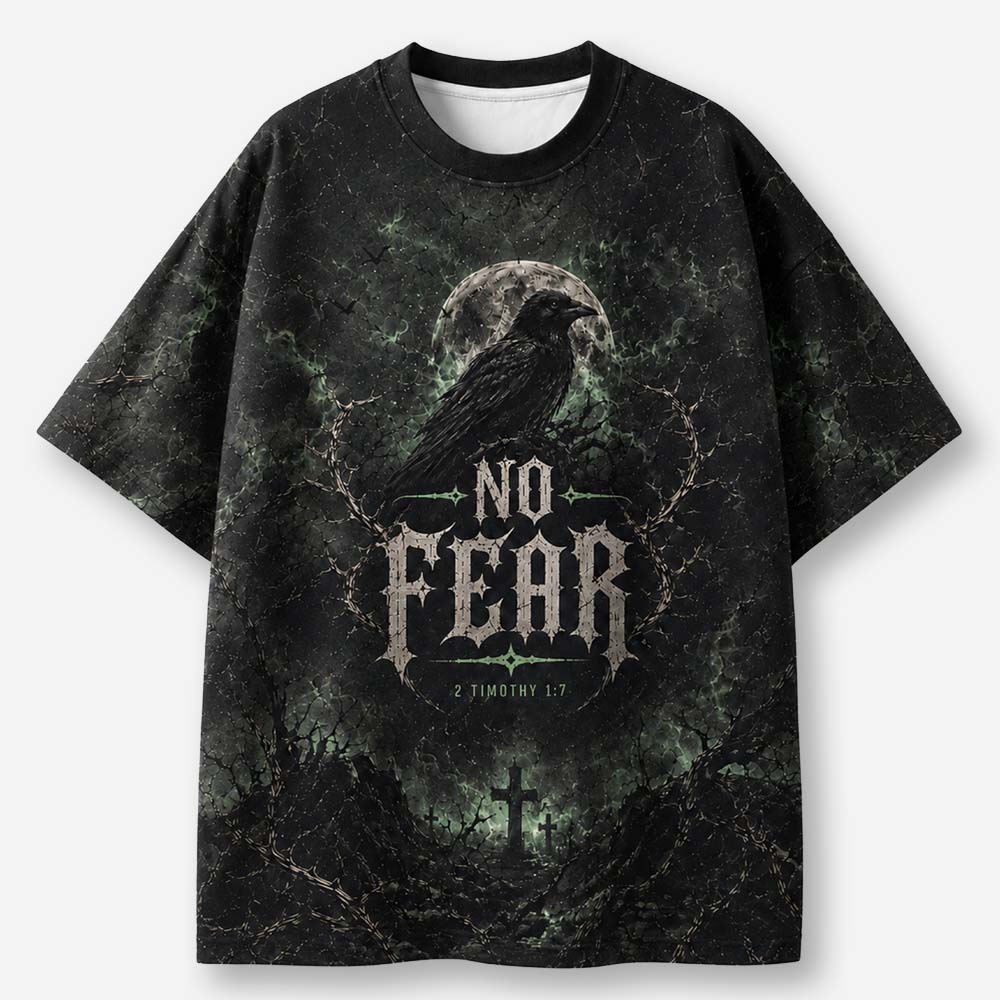 Fearless Raven Eco Oversized Graphic Tees · GRS Certified