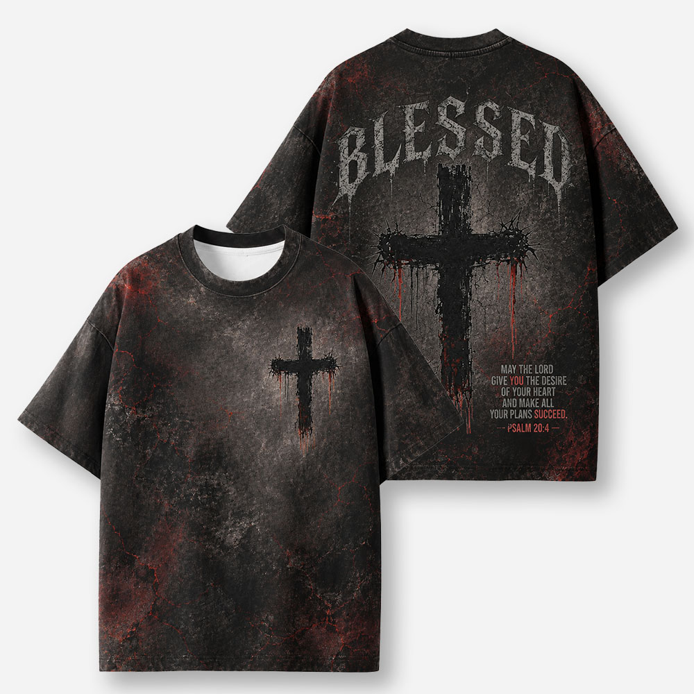 Blessed Cross Eco Oversized Graphic Tees · GRS Certified