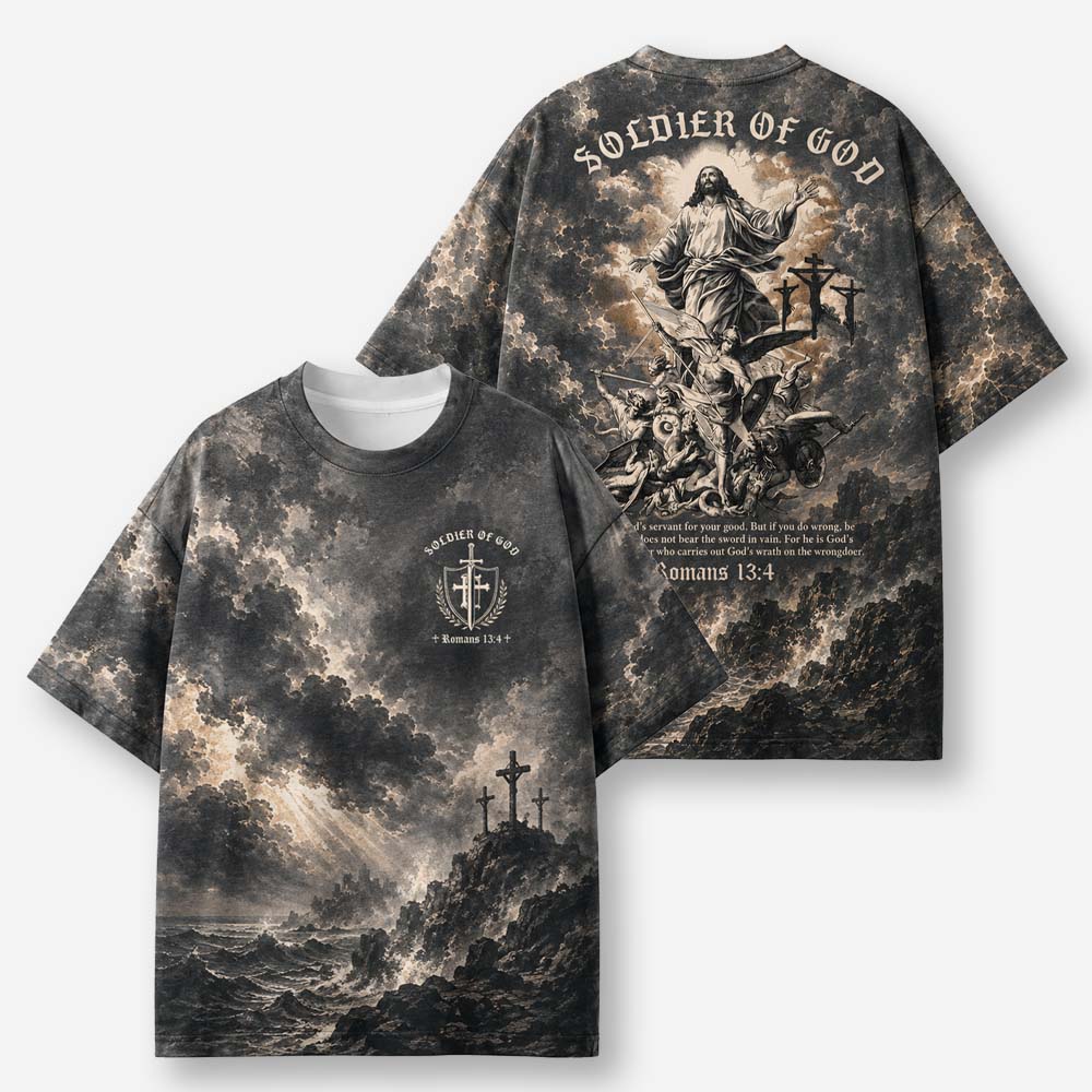 Heavenly Soldier Eco Oversized Graphic Tees · GRS Certified