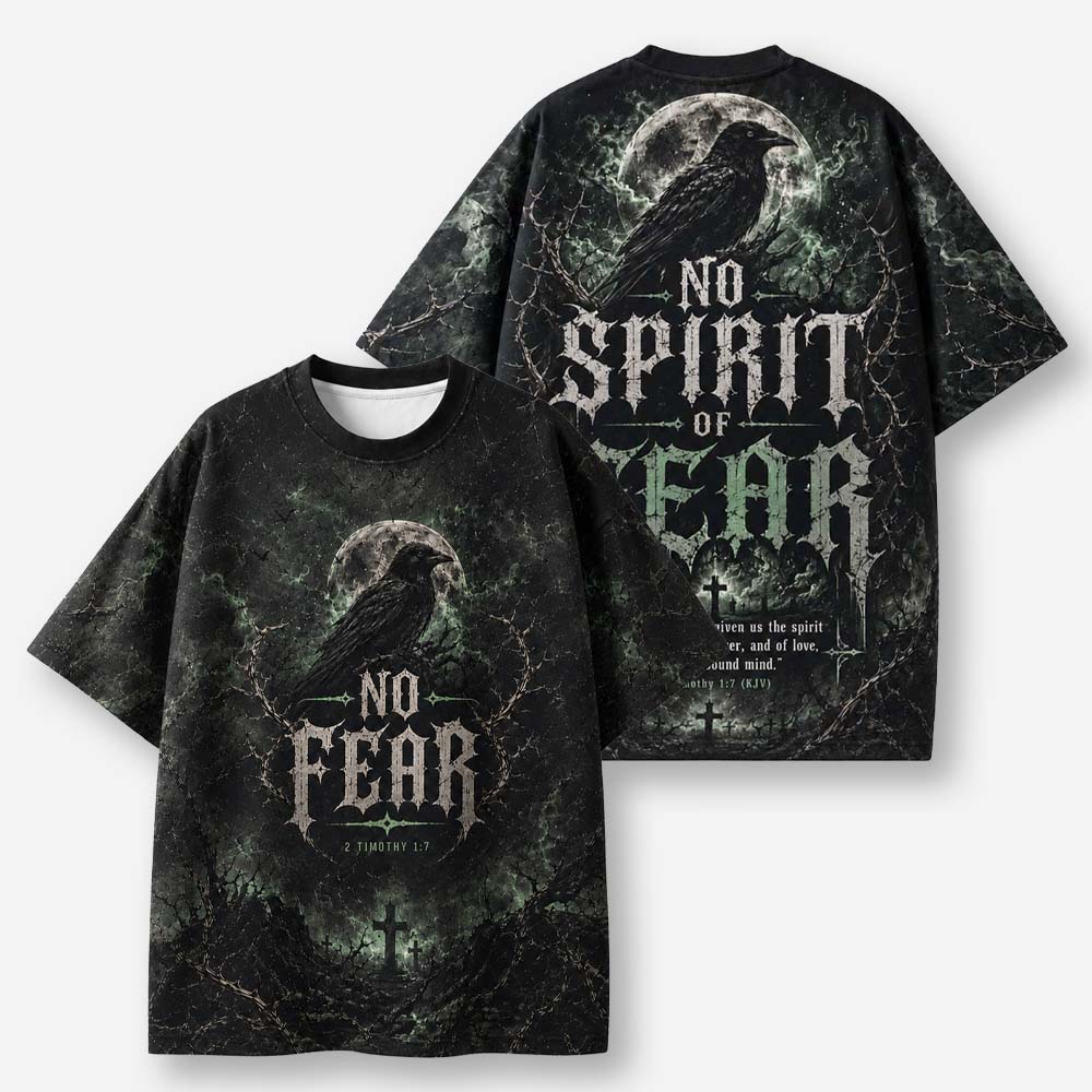 Fearless Raven Eco Oversized Graphic Tees · GRS Certified