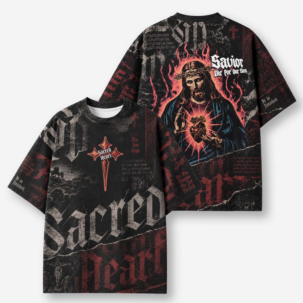 Flame Heart Eco Oversized Graphic Tees · GRS Certified
