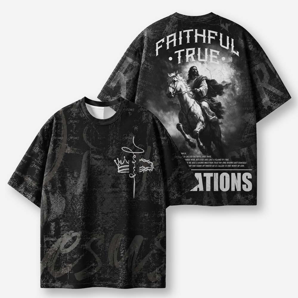 White Horse Rider Eco Oversized Graphic Tees · GRS Certified