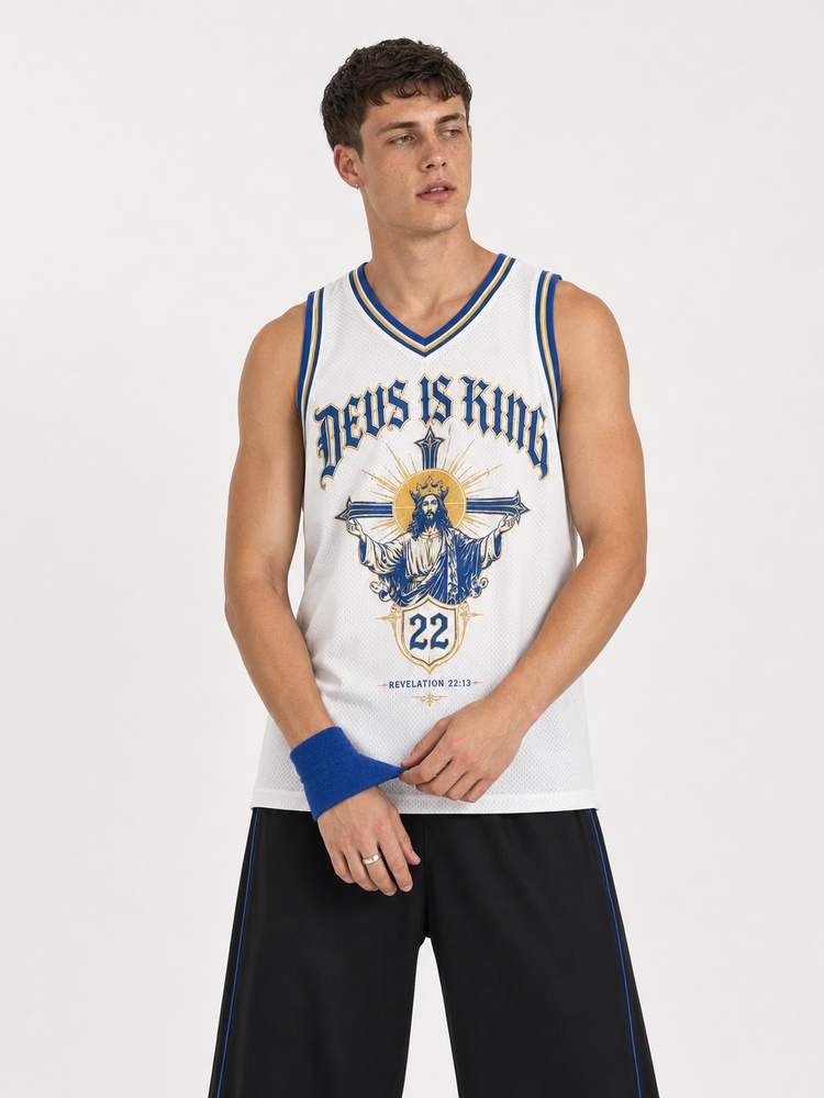 Crown Statement Graphic Mesh Jersey Tank Top