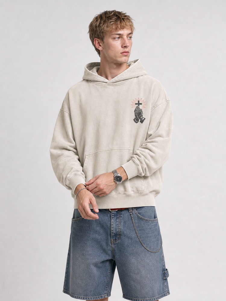 Rose Hands Vintage Washed Hoodie